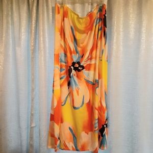 Colorful Flower Skirt with Split